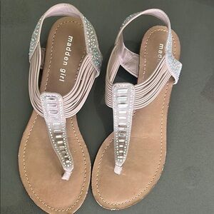 Madden Girl Cream Tan T-Strap Sandals with Chic Design
